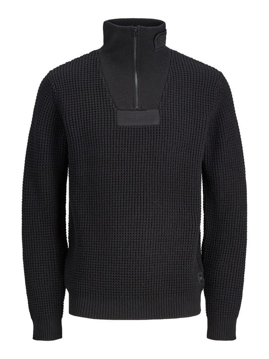 Jack&Jone maglione mezzi zip cowaffle knit high neck