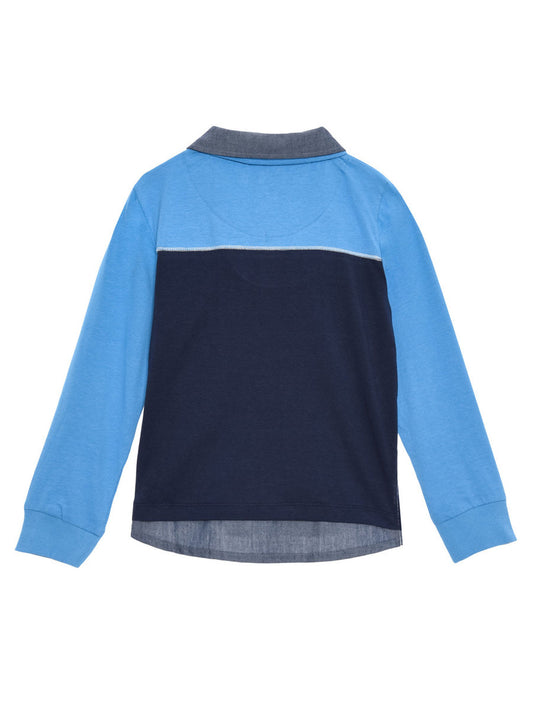 Name it polo cotone elasticizzato doppio colletto inserto jeans bambino mod. Nitlars Lars
