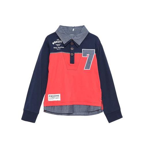 Name it polo cotone elasticizzato doppio colletto inserto jeans bambino mod. Nitlars Lars