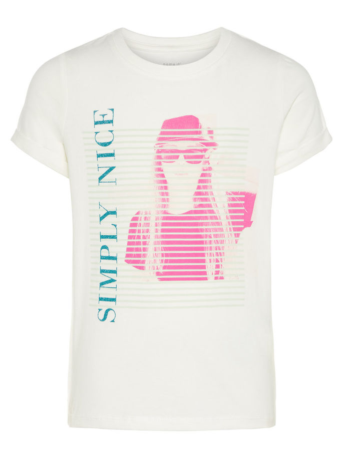 name it t-shirt giro collo b.na con stampa mod. sandy