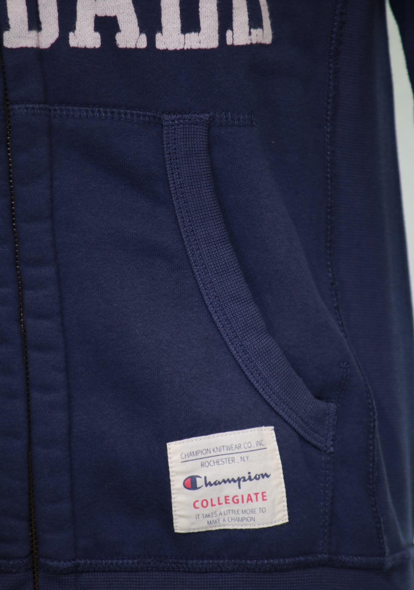 Felpa zip lunga cappuccio con stampa Champion