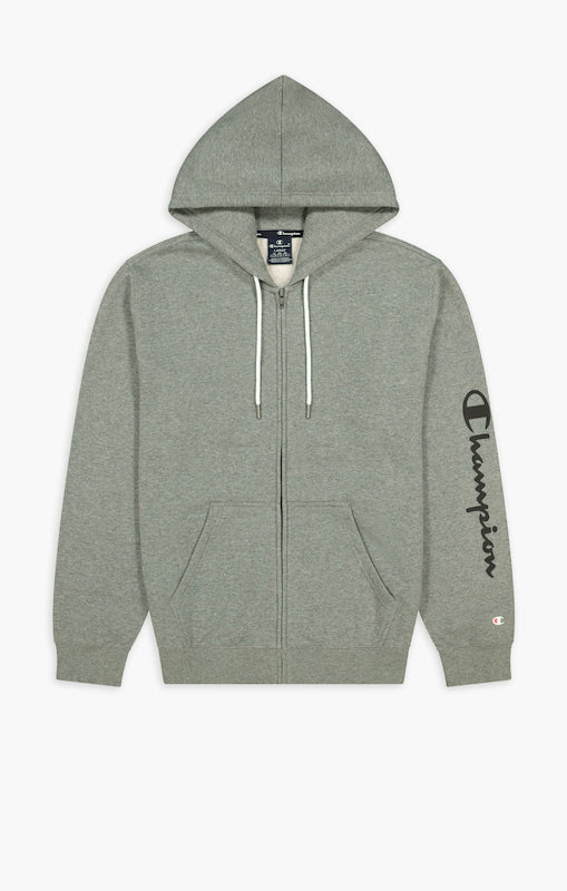 Champion felpa zip lunga cappuccio con stampa sulla manica dx