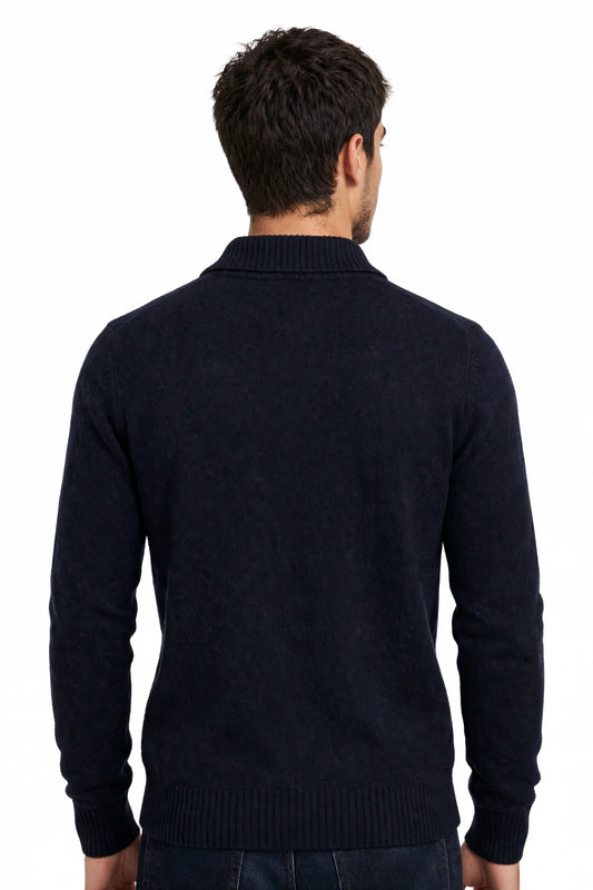 Maglia mezza zip in 100% lana extrafine "LANEROSSI"