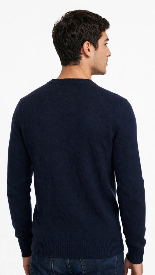 Maglia giro collo in lana misto cachemire