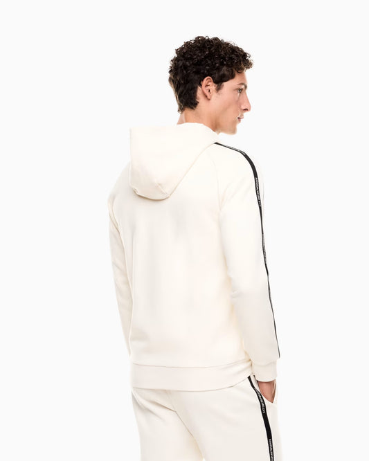EA7 Felpa con cappuccio e zip Logo Series in misto cotone
