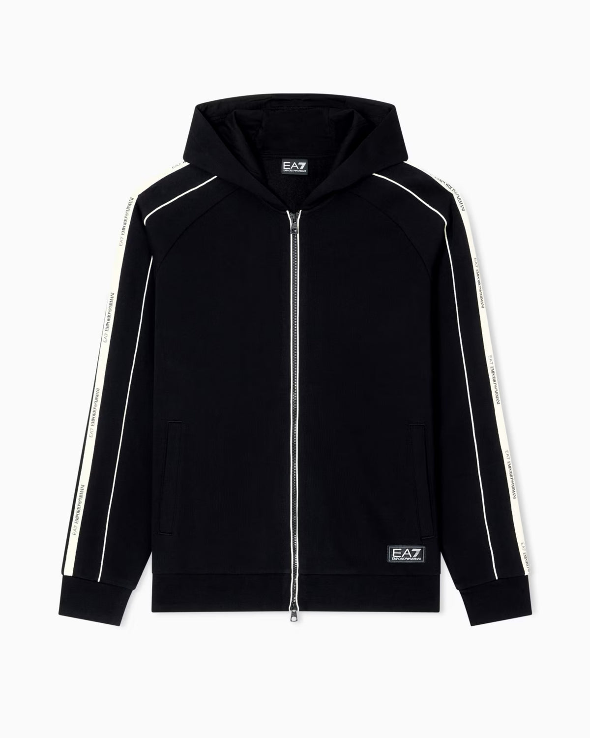 EA7 Felpa con cappuccio e zip Logo Series in misto cotone