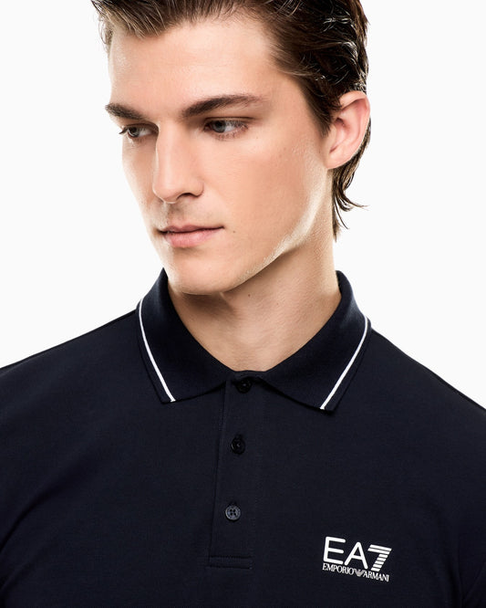 EA7 Polo piquet in cotone stretch a maniche corte Core Identity