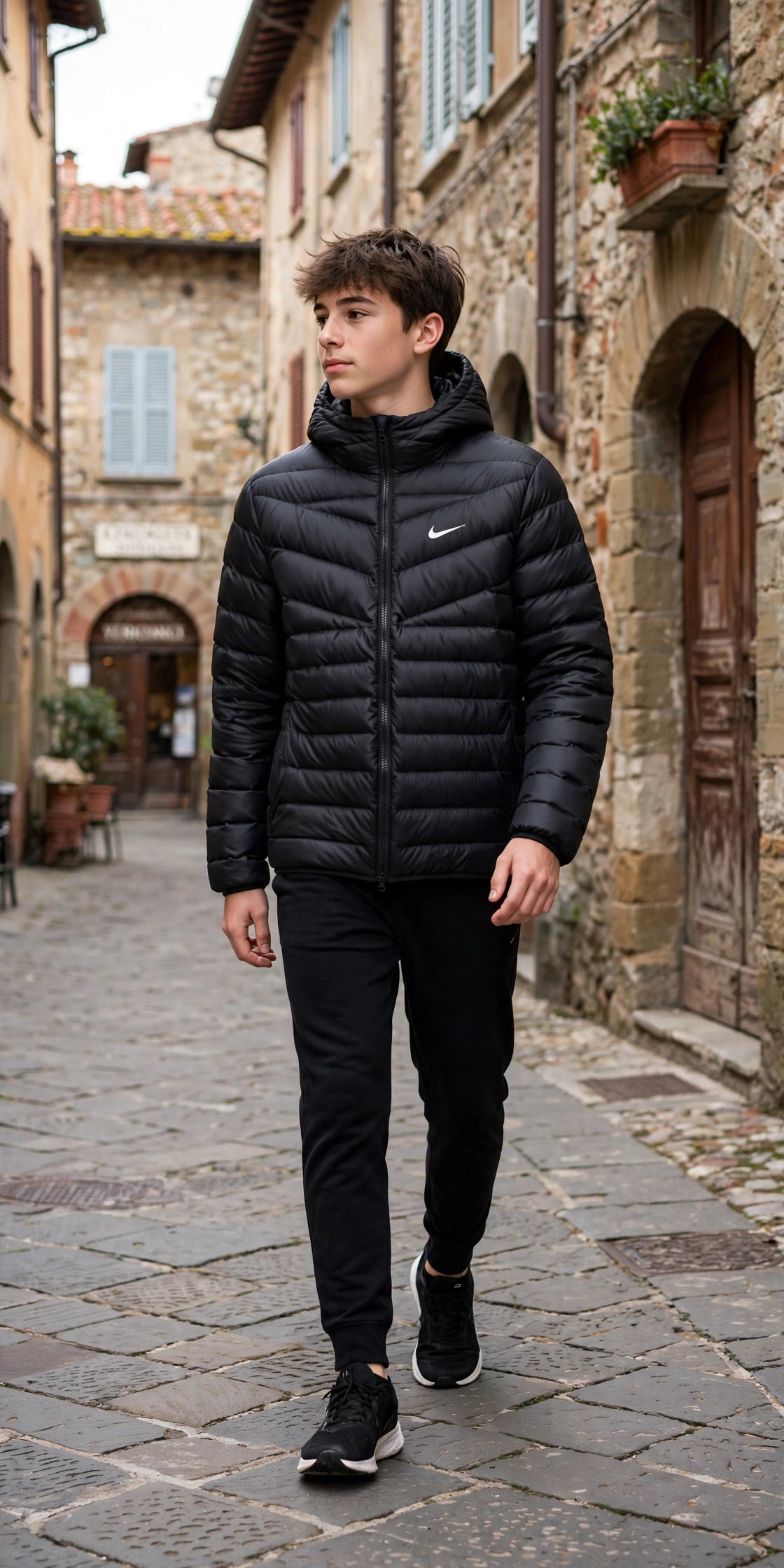Nike piumino w nsw wr lt wt dwn jkt black/black/white