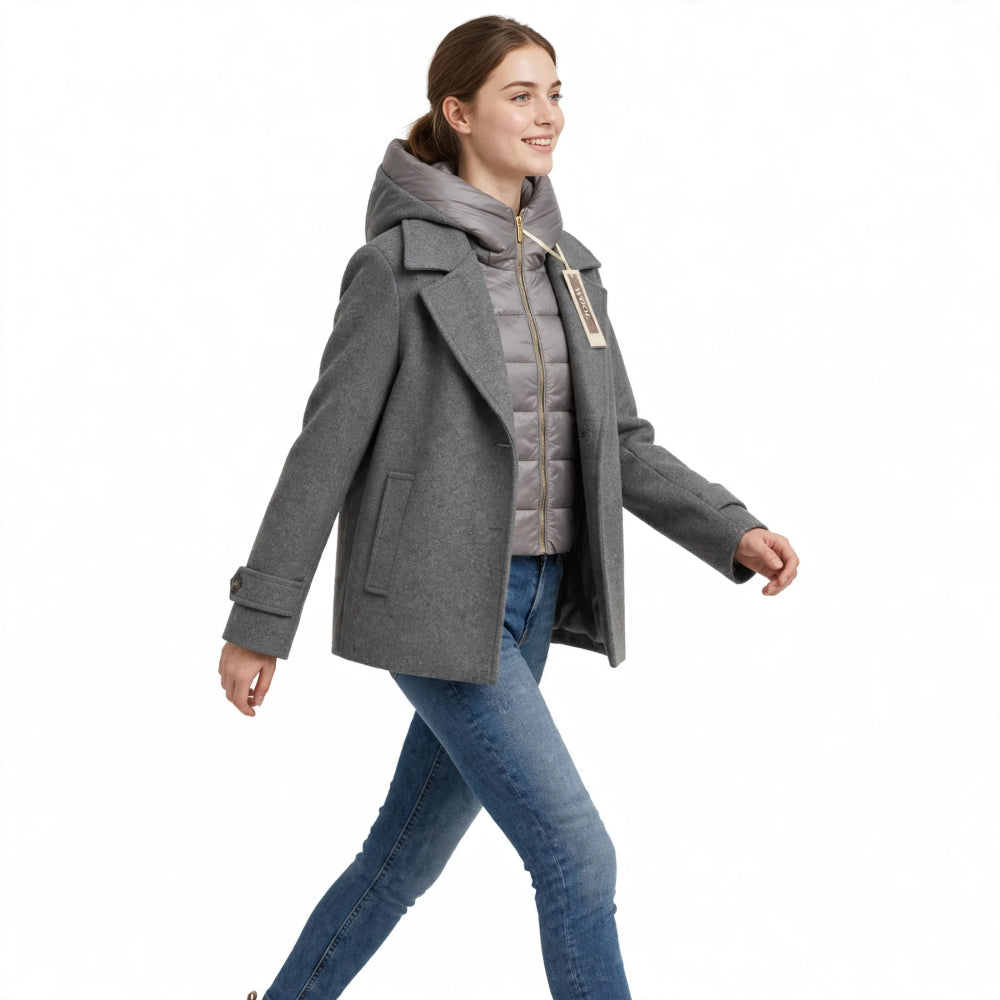 YES-ZEE Cappottino in lama con cappuccio staccabile