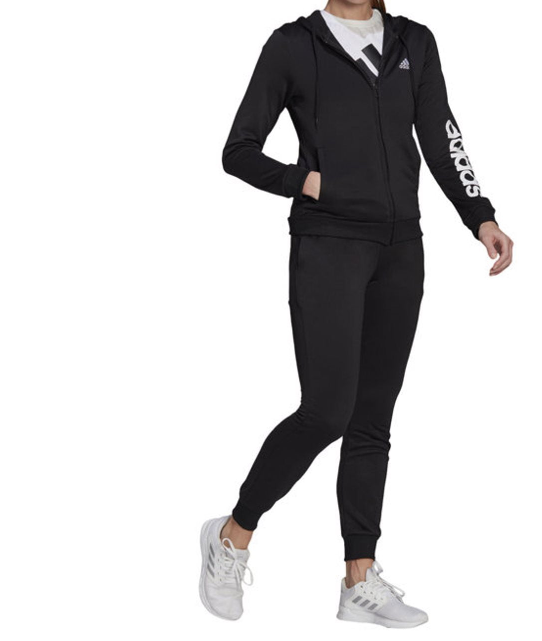 Adidas tuta zip lunga w lin ft ts black/white