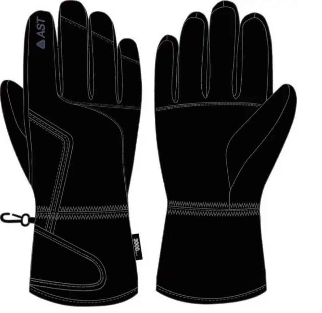 AST guanti sci imbottiti, membrana interna, polso con elastico regolabile e staccabile, aperturtura davanti con zip.