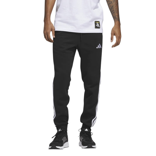 Adidas pantalone felpa uomo con polsino m 3s fl tc pt nero/bianco