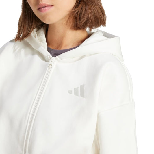 Adidas felpa zip lunga cappouccio w all szn fz hd owhite