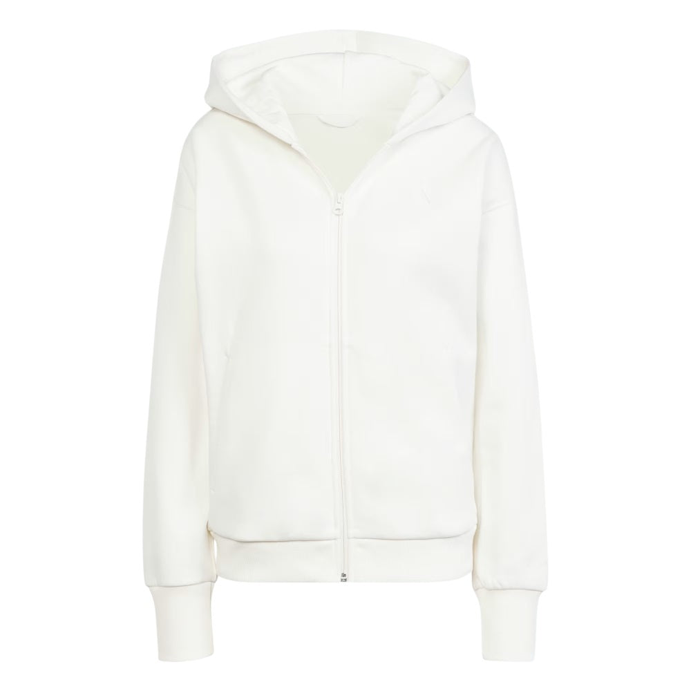 Adidas felpa zip lunga cappouccio w all szn fz hd owhite