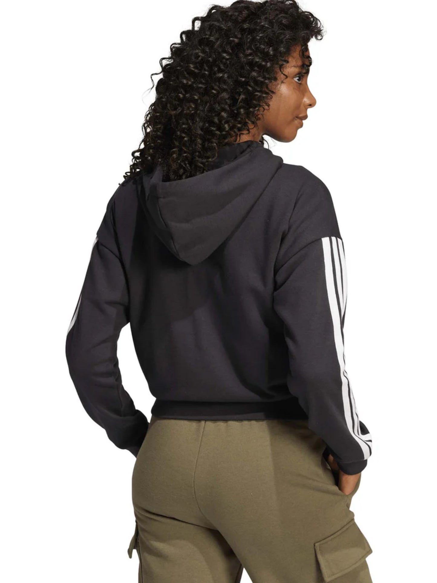 Adidas felpa zip lunga cappuccio donna essential 3s