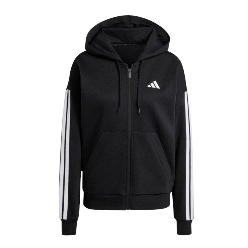 Adidas felpa zip lunga cappuccio W 3s fl fz hd black/white