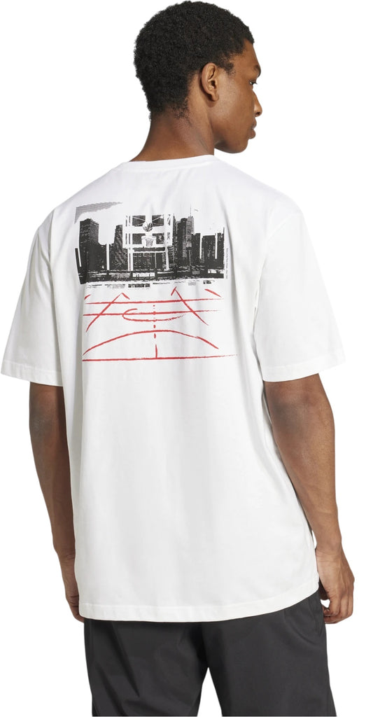 Adidas t-shirt giro collo con stampa alle spalle m c photo tee white