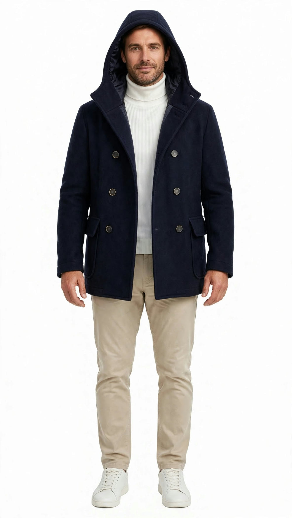 Trez cappotto doppiopetto modello immuni, tasca con patta