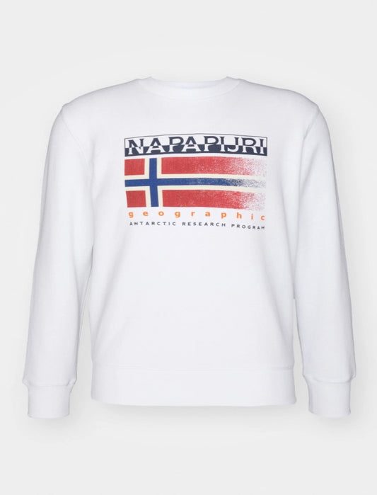 Napapijti felpa giro collo b-kreis c bright white 002