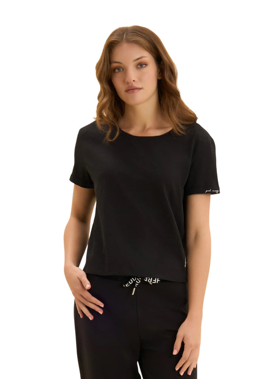 FreddyT-shirt cropped in jersey fiammato con risvolto sulle maniche
