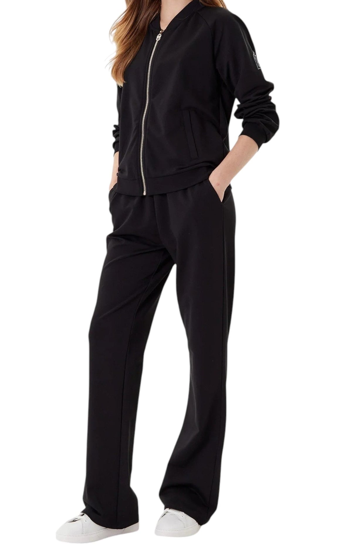 Liu-Jo tuta zip lunga con pantalone morbido e aperto