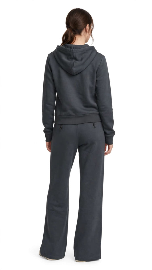 Leone tuta zip lunga cappuccio pantalione largo con spacco