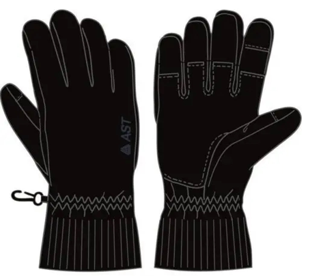 AST guanto multiuso in soft shell imbottito polso con elastico e costina palmo in tessuto antiscivolo inserto in tessuto conduttivo su pollice ed indice per l'utilizzo di dispositivi touch screen.