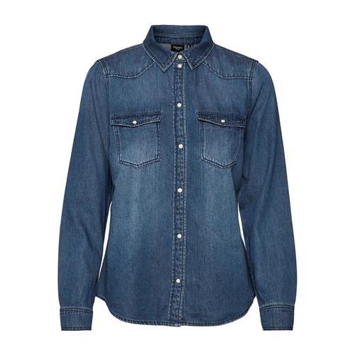 Vero moda camicia m/l in jeans mod. maria ls denim slim shirt mix new noos