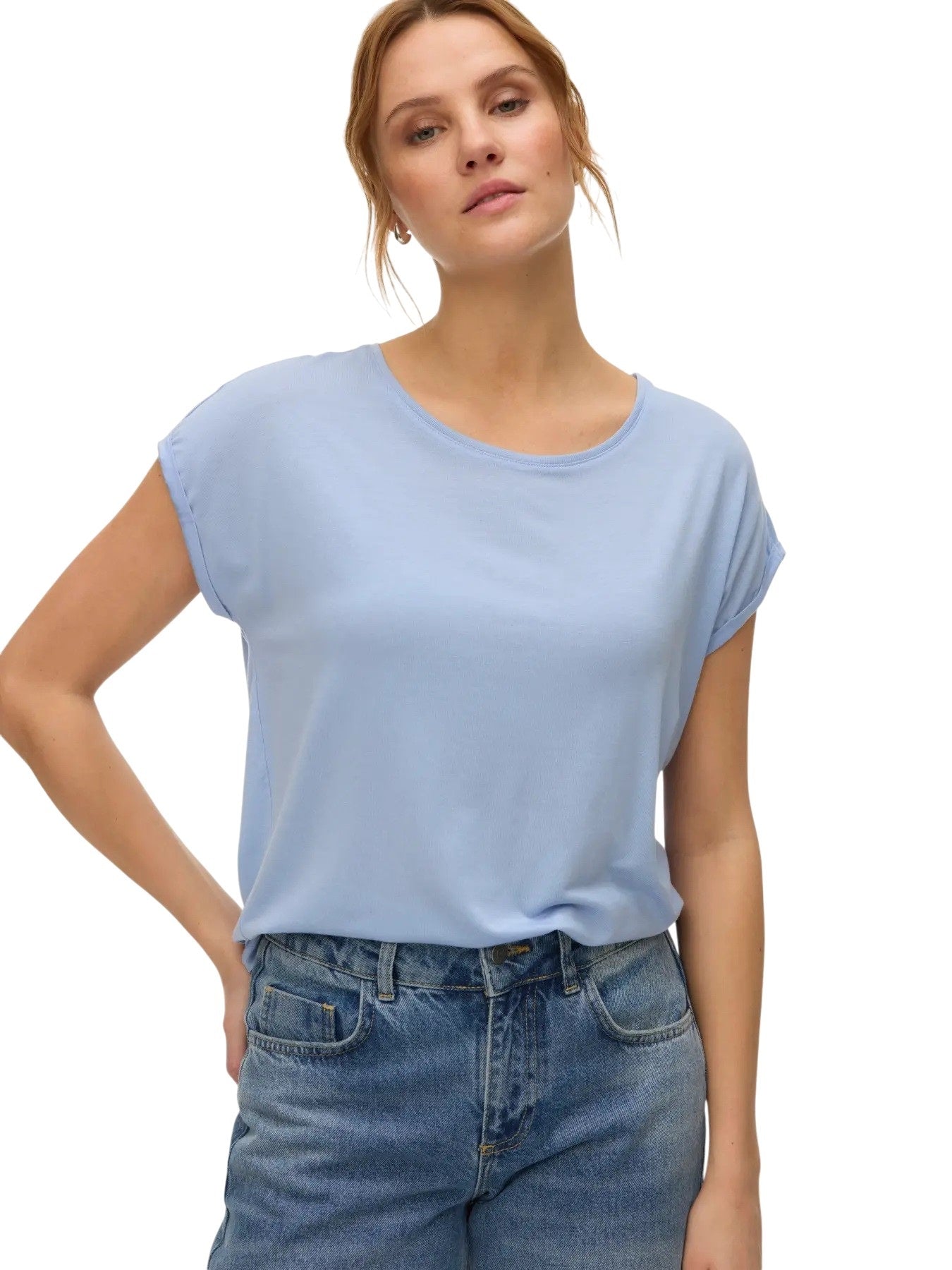Vero moda t-shirt giro collo ava plain ss top jrs noos