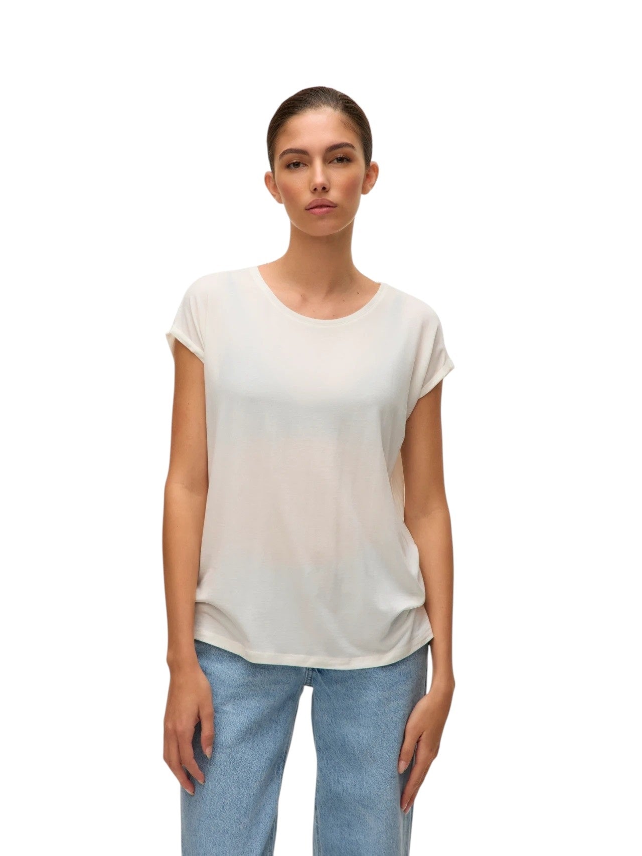 Vero moda t-shirt in viscosa mava plain ss top ga jrs noos