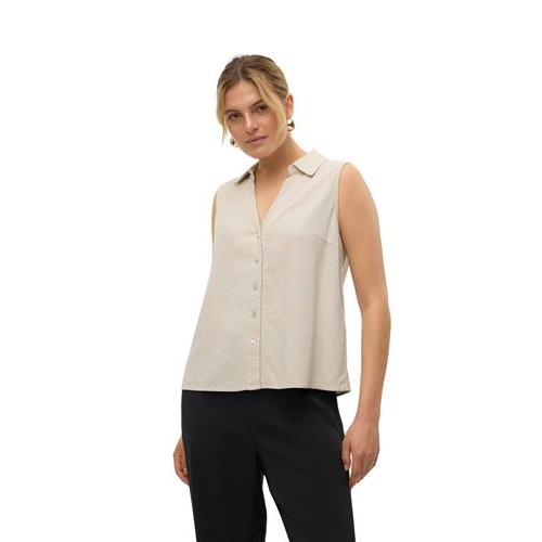 Vero moda camicia in lino senza manicche mymilo aperta