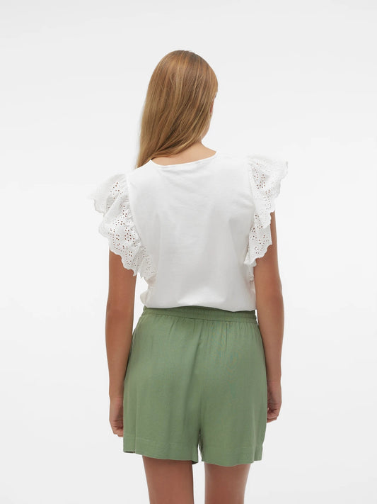 Vero mkoda t-shirt con pizzo sulle maniche mod. hanne manica con pizza