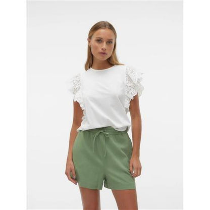 Vero mkoda t-shirt con pizzo sulle maniche mod. hanne manica con pizza