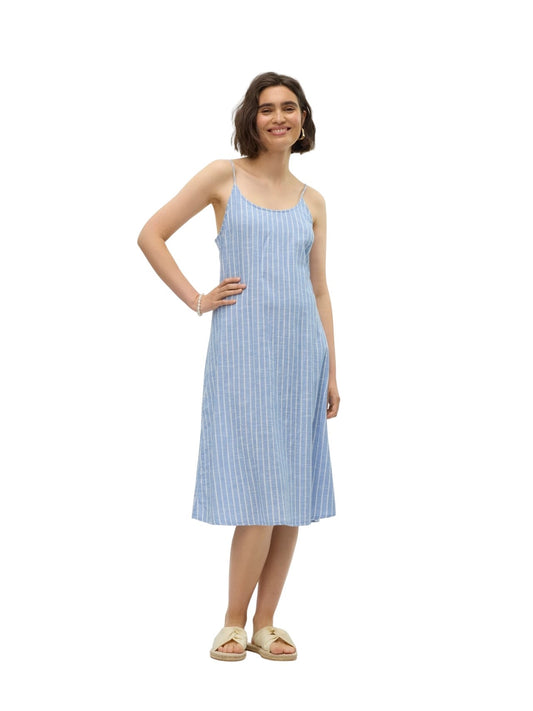 Vero moda abito in misto lino vmkaori blk strap