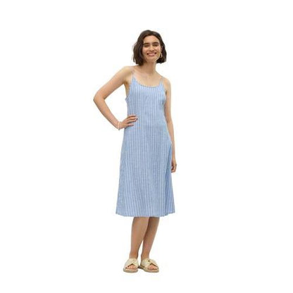 Vero moda abito in misto lino vmkaori blk strap