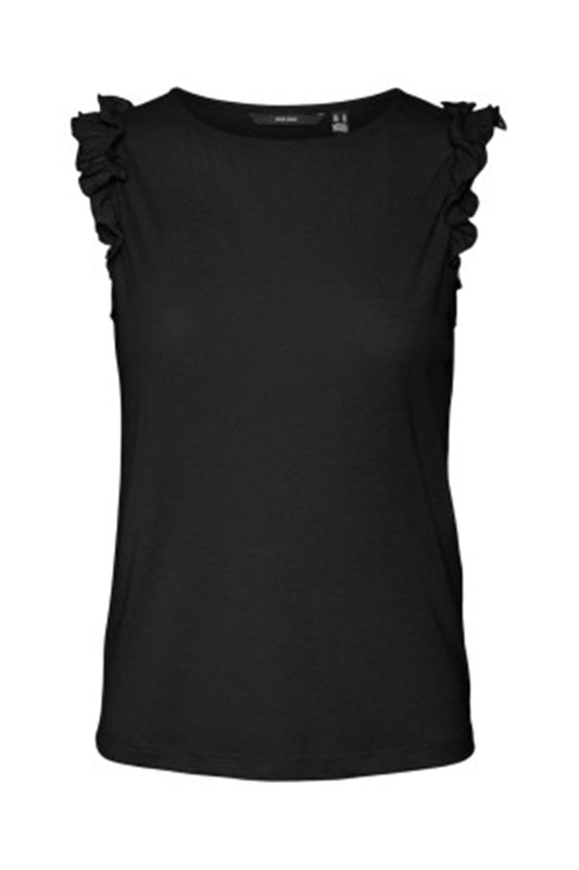 Vero moda t-shirt giro manica con volant vmkami s/s o-neck