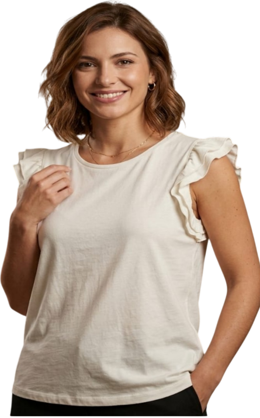 Vero moda t-shirt giro manica con volant vmkami s/s o-neck