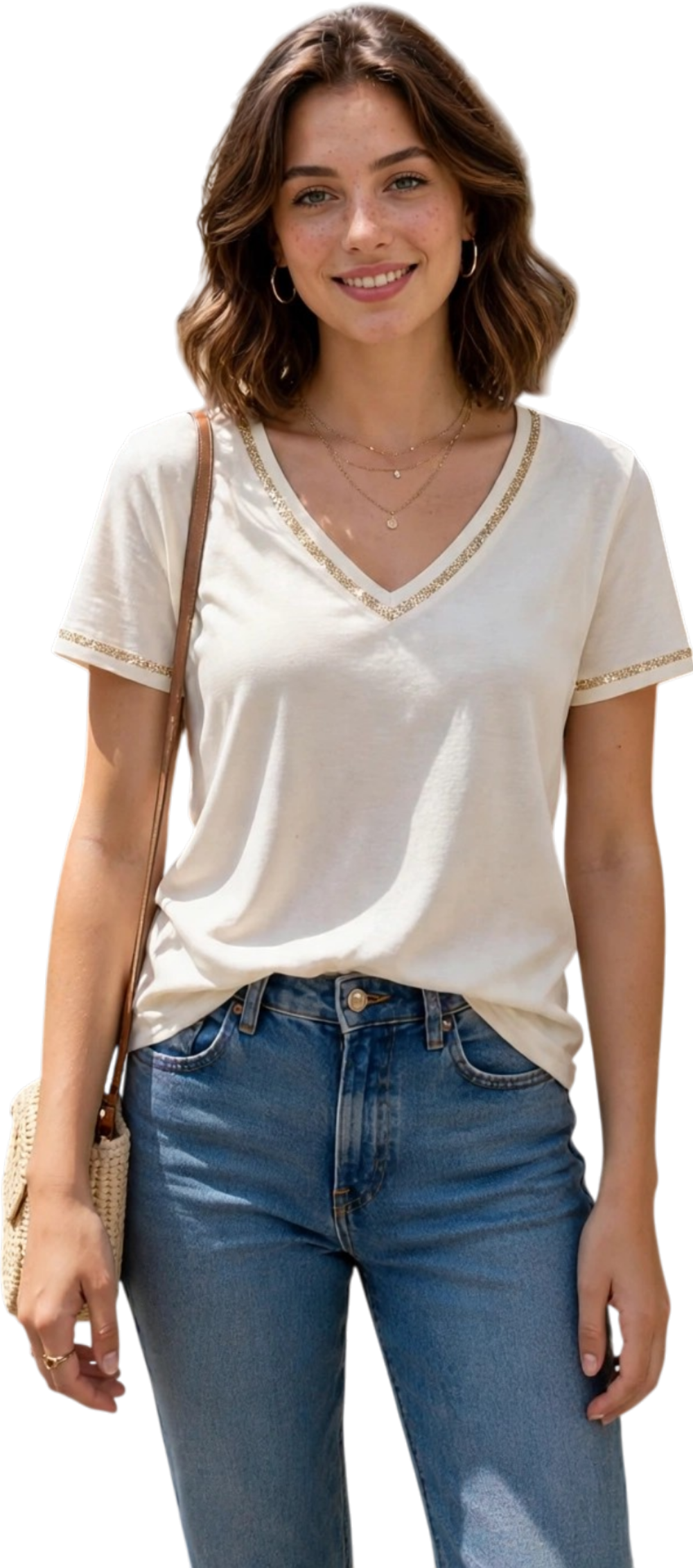 Vero moda T-shirt  vmkaren ss gold v-