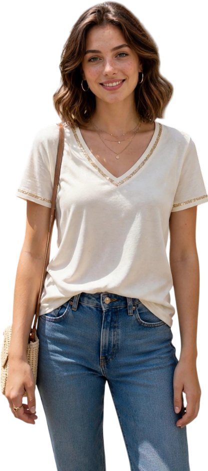 Vero moda T-shirt  vmkaren ss gold v-