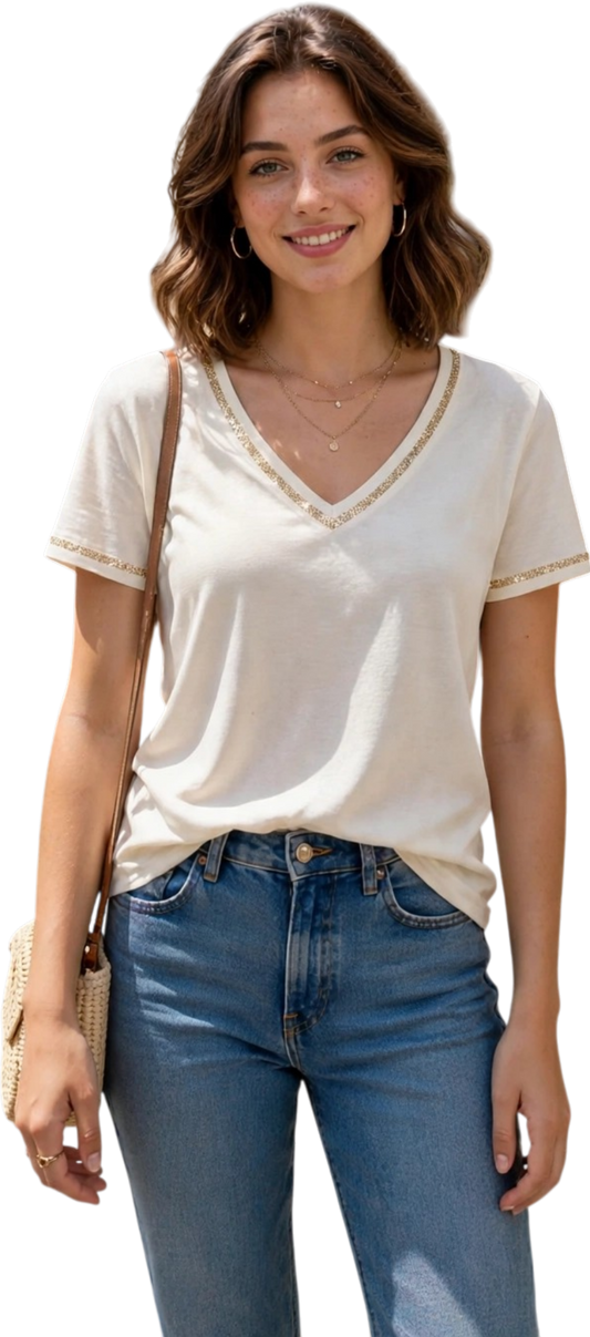 Vero moda T-shirt  vmkaren ss gold v-