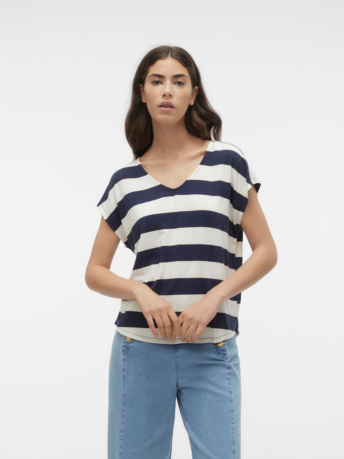 Vero moda t-shirt collo a V vmkaisa s/s v-neck