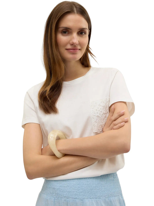 Vero Moda t-shirt vmhanne francis ss top snow w chest
