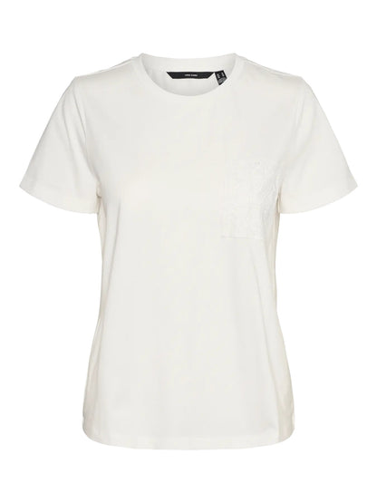 Vero Moda t-shirt vmhanne francis ss top snow w chest