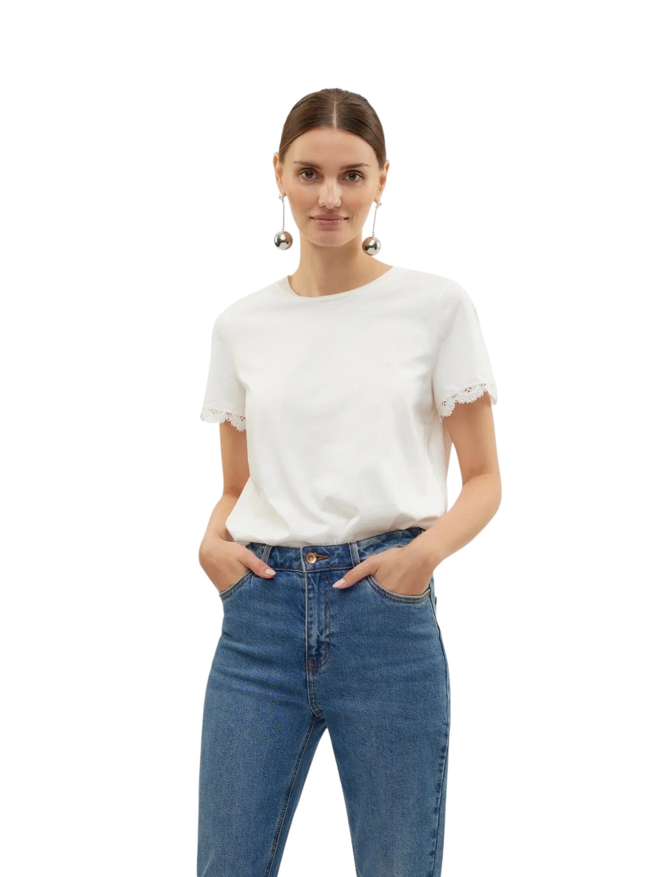Vero Moda t-shirt vmhanne francis ss top snow w chest