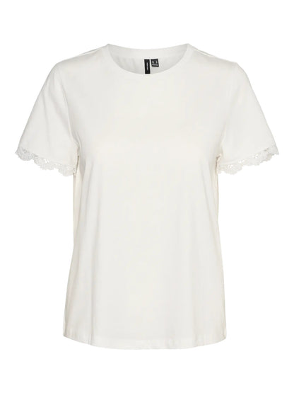 Vero Moda t-shirt vmhanne francis ss top snow w chest