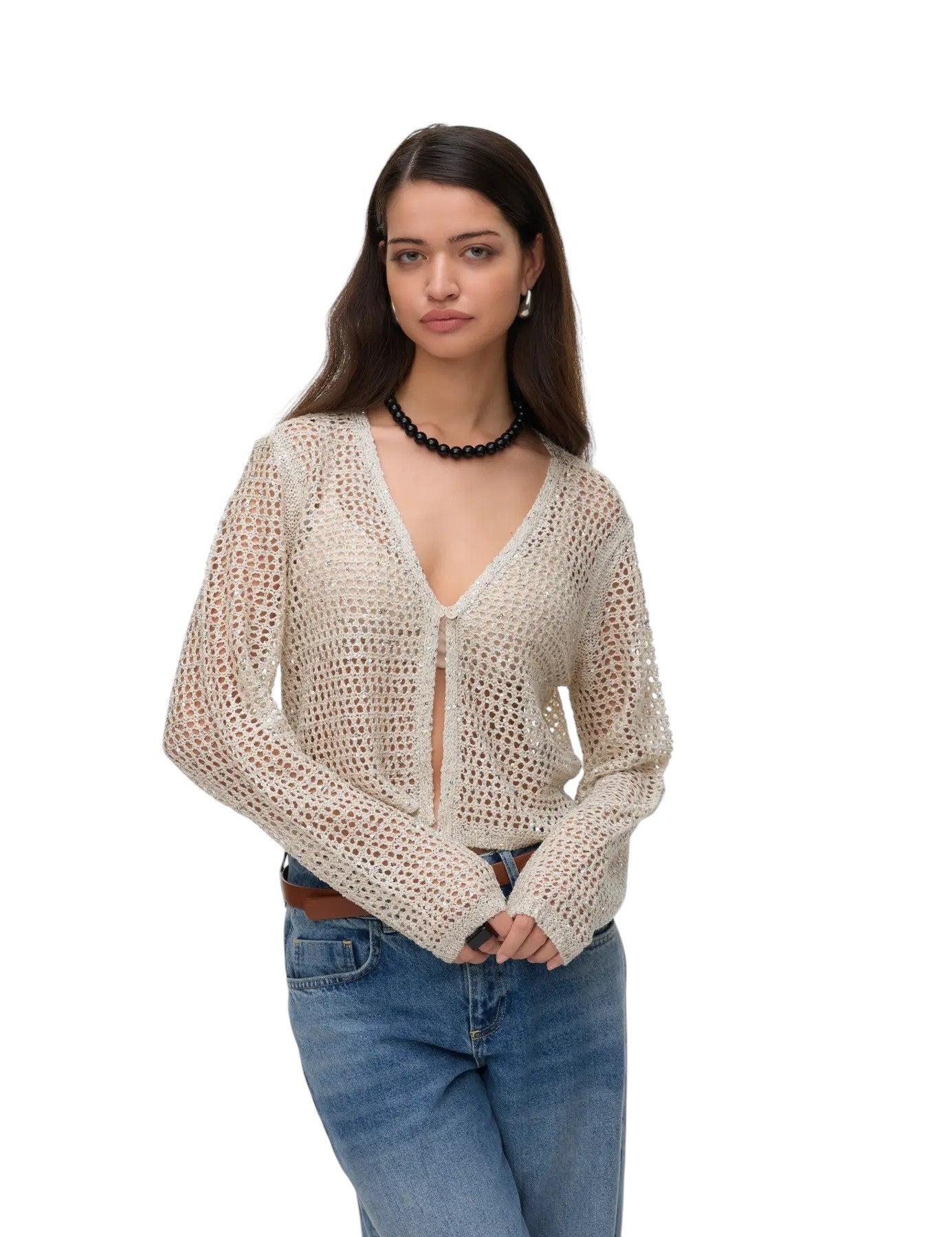 Vero moda cardigan in maglia vmleilani glitter ls v-neck