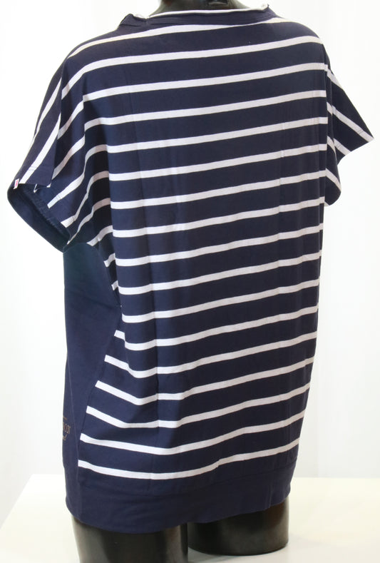 T-shirt dona easy manica corta tinta unita davanti e a righe orizzontali dietro Champion