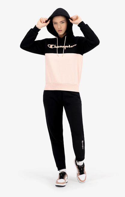 Champion felpa donna con cappuccio bicolore scritta grande