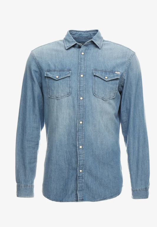 JACK&jONES camicia m/l jeanso con bottoni in madre perla  jjesheridan shirt l/s noos