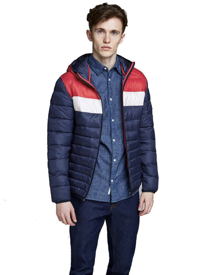 jack&jones giubbino tricolore modinbottito in piuma sintetica mod bomb